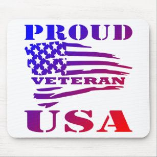 Proud USA Veteran Flag FB.com/USAPatriotGraphics Mousepad