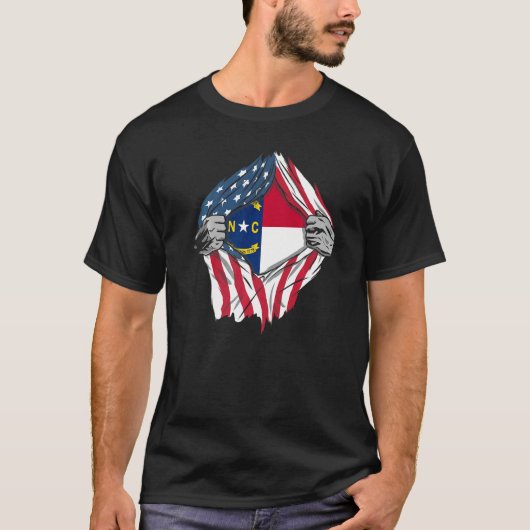 Proud Usa Zuhause Country Flag North Carolina T-Shirt (Vorderseite)