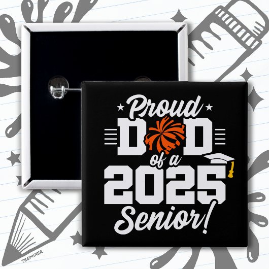 Proud Vater Cheerleader Class of 2025 Cheer Senior Button