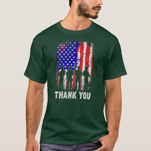 Proud Veteran American Flag Danke an Veterans T-Shirt (Vorderseite)