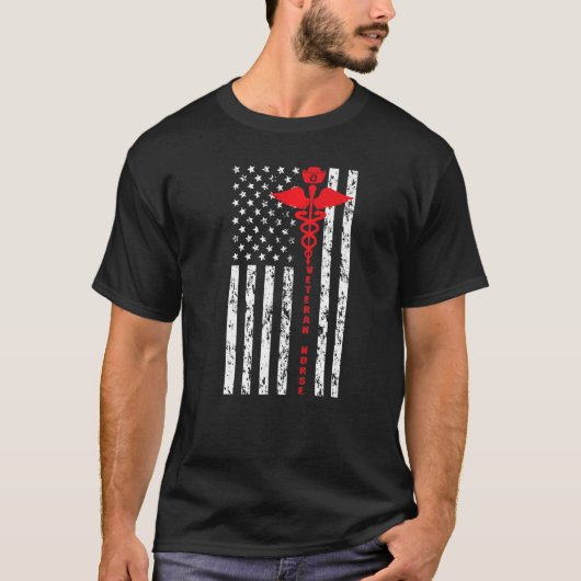 Proud Veteran Nurse US Flag Veteran Pflege 1 T-Shirt (Vorderseite)