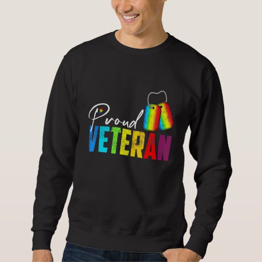 Proud Veteran Trans Military LGBTQ Rainbow Gay Pri Sweatshirt (Vorderseite)