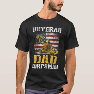 Proud Veteran Vater Corpsman Flag Vintag 4. Ju T-Shirt