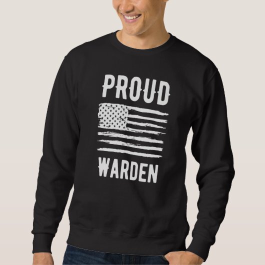 Proud Warden Profession American Flag Premium Sweatshirt (Vorderseite)