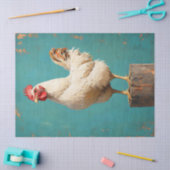 Proud White Chicken Decoupage Seidenpapier (Basteln)