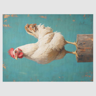 Proud White Chicken Decoupage Seidenpapier