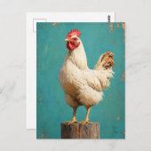 Proud White Chicken Postkarte (Vorne/Hinten)