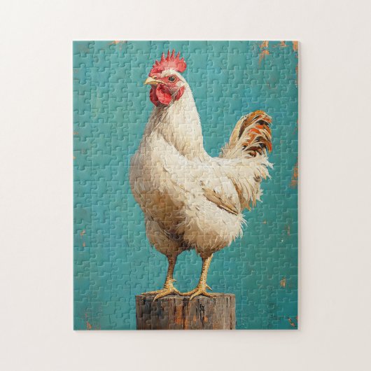 Proud White Chicken Puzzle (Vertikal)