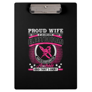 Proud Wife Of An Awesome Electrician Gift Klemmbrett