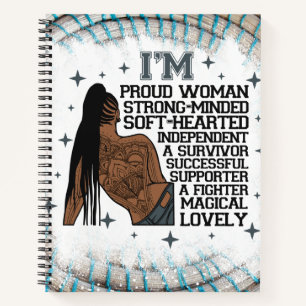 Proud Woman Black Queen Melanin Sista Shopp Notizblock