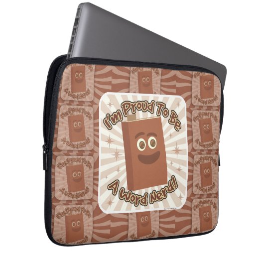 Proud Word Nerd Muster Slogan Spaß Kunst Laptopschutzhülle (Vorne Rechts)