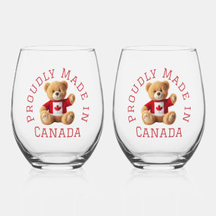 Proudding Made in Canada mit Teddy Bear Weinglas Ohne Stiel