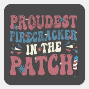 Proudest Firecracker in Patch 4. Juli USA Quadratischer Aufkleber