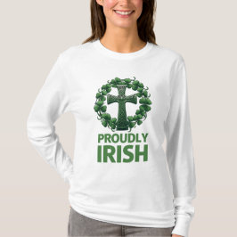 ProudIrish - Celtic Cross Kleeblatt Design T-Shirt