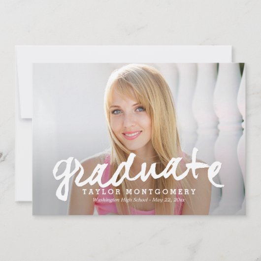 Proudly Brushed Abschluss Ankündigung - White (Vorderseite)