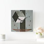 Proun 99, abstrakte Kunstwerke von El Lissitzky Quadratische Wanduhr (Zuhause)