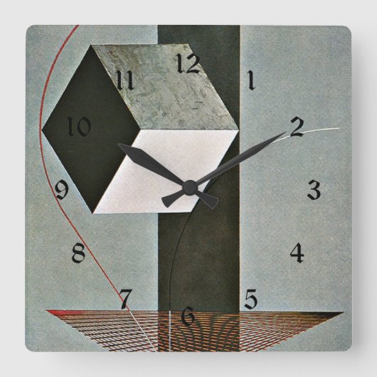 Proun 99, abstrakte Kunstwerke von El Lissitzky Quadratische Wanduhr (Vorderseite)