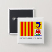 Provence-Alpes-Côte-d'Azur Flagge mit Namen Button (Vorne & Hinten)