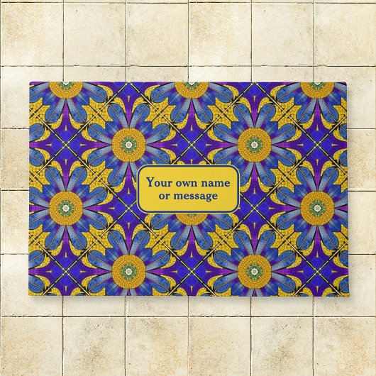 Provence Blue & Yellow Sunflower - Roman Mosaik Fußmatte