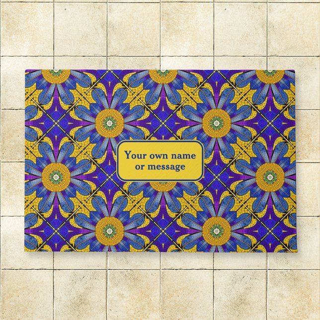 Provence Blue & Yellow Sunflower - Roman Mosaik Fußmatte (Von Creator hochgeladen)