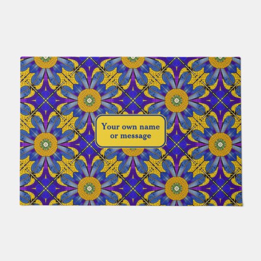 Provence Blue & Yellow Sunflower - Roman Mosaik Fußmatte (Vorderseite)