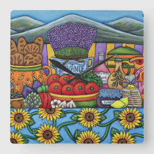 Provence Delights Square Wall Clock, Lisa Lorenz Quadratische Wanduhr