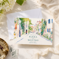 Provençe-Dorf-Aquarell Save-the-Date