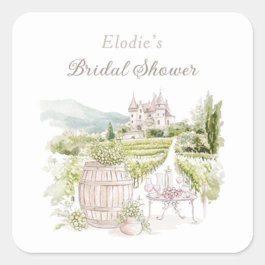 Provence Elegant Chateau French Country Bridal  Quadratischer Aufkleber (Vorderseite)