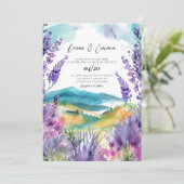 Provence France Lavender Aquarell Hochzeit Einladung (Stehend Vorderseite)
