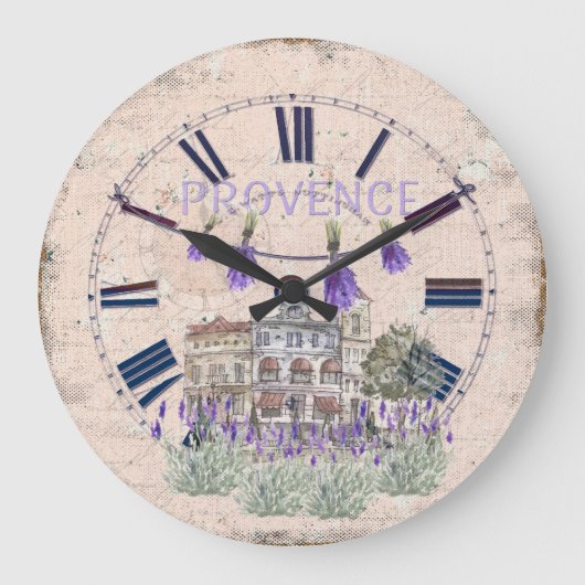 Provence France Lavender Blume Sommer Liebe Große Wanduhr (Vorderseite)