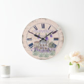 Provence France Lavender Blume Sommer Liebe Große Wanduhr (Zuhause)