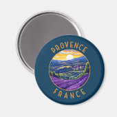 Provence France Lavender Retro Distressed Circle Magnet (Vorderseite/Rückseite)