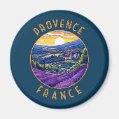 Provence France Lavender Retro Distressed Circle Magnet (Vorne)