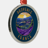 Provence France Lavender Retro Distressed Circle Ornament Aus Metall (Rechts)