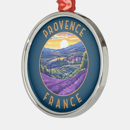 Provence France Lavender Retro Distressed Circle Ornament Aus Metall (Links)