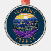 Provence France Lavender Retro Distressed Circle Ornament Aus Metall (Vorne)