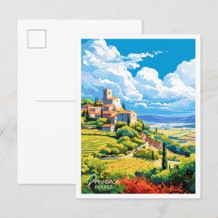 Provence France Vintage Reise Illustration Postkarte