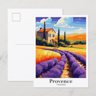 Provence Frankreich Kunst Vintage Reise Illustrati Postkarte