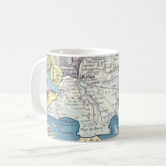 Provence Frankreich Vintage Karte Tasse (Vorderseite Links)