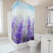 Provence Lavendel: Vintages Wasserfarbfeld Duschvorhang (Beispiel)