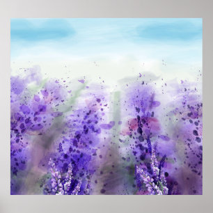 Provence Lavendel: Vintages Wasserfarbfeld Poster