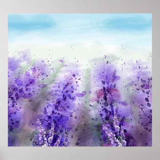 Provence Lavendel: Vintages Wasserfarbfeld Poster (Vorne)