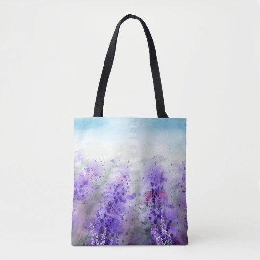 Provence Lavendel: Vintages Wasserfarbfeld Tasche (Vorderseite)