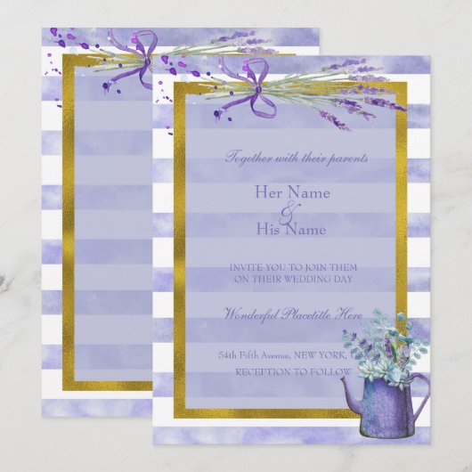 Provence Lavender Lila Blume Hochzeit Einladung (Vorne/Hinten)