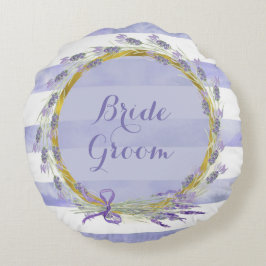 Provence Lavender Lila Blume Hochzeit für immer Rundes Kissen