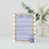 Provence Lavender Lila Blume Hochzeit RSVP Einladungspostkarte (Stehend Vorderseite)
