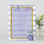 Provence Lavender Lila Blume Hochzeitsmenü Menükarte (Stehend Vorderseite)