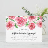 Provence-Rose | Einladung zum ersten Geburtstag (Stehend Vorderseite)