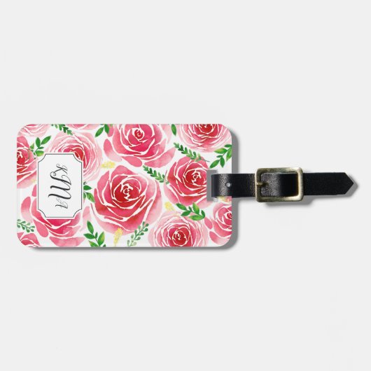 Provence-Rose Mit Monogramm Gepäckanhänger (Vorderseite horizontal)