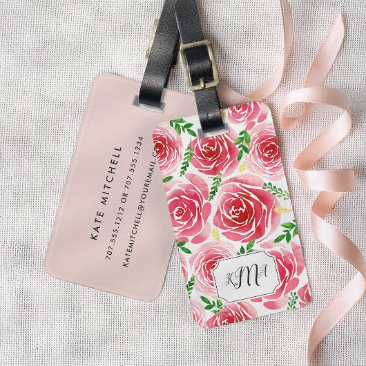 Provence-Rose Mit Monogramm Gepäckanhänger